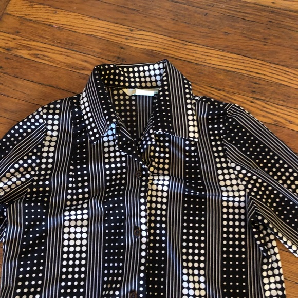 Vintage blouse. Black and white print - Picture 3 of 3